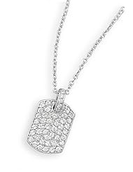 MMA Silver - 16 inch+2 inchExtension Rhodium Plated CZ Dog Tag Necklace
