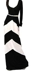 Long Sleeves Chevron Print Geometric Print Empire   Waistline Colorblocking Evening Dress/Party Dress/Maxi Dress 
