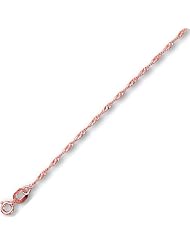 14k Solid Rose Pink Gold Singapore Chain Necklace 20" 1mm