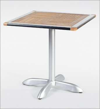 Teak Insert Table Top Aluminum Base