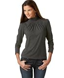 August Silk Long-Sleeve Gathered Turtleneck Top