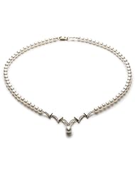 Mikura Necklace, 18K Gold, Freshwater Pearls, 7.5-5.0mm, "A" Quality w/ Diamonds-45 cm
