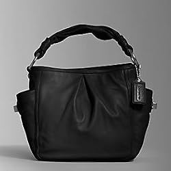 Coach Leather Parker Shoulder Hobo Bag Tote Black