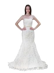 Strapless Mermaid Spring Fall Lace Sweetheart  Dress with a Court Train  With a Ribbon  and a Sash 
