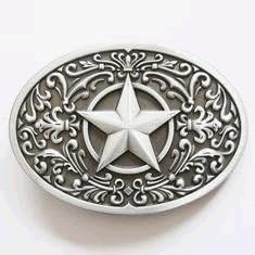 Western Lone Star Belt Buckle Silver