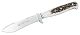Puma IP Pro-Nicker Stag, 440 C-Stahl, Hirschhorn-Schalen, gruene Lederscheide