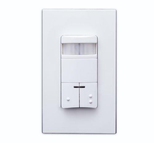 Leviton ODS0D-TDW Dual-Relay - Decora Passive Infrared Wall Switch Occupancy Sensor - Auto-On or Manual-On 1st Relay - Manual-On 2nd Relay - 180 Degree - 2100 sq ft Cov - White