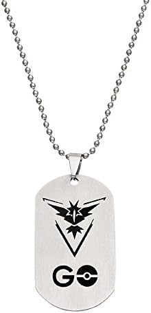 JewelryX - 6pcs Team Instinct Game Pokemon Go Ball Pokeball Army Military Dog Tag Charm Pendant Necklace Women Men