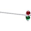 18 Gauge Straight Fishtail 3/4 - 14K White Gold Red Green 1.5mm CZ Marquise Nose Ring