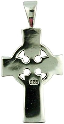 Celtic Cross 1 7/16 Inch Sterling Silver Pendant with Swirl Design
