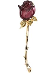 14K Yellow Gold Brazilian Garnet, Peridot and Diamond Rose Brooch -- LIFETIME WARRANTY