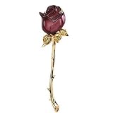 14K Yellow Gold Brazilian Garnet, Peridot and Diamond Rose Brooch