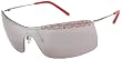 Dolce & Gabbana D&G 442S E48 Fashion Sunglasses, Big Logo, Rimless Shield, Silver Frame/ Gray Lenses/ Silver Flash