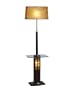 Nova Lighting 2473 Ventana Tray Floor Lamp, Dark Brown Wood, Brushed Nickel & Glass with Elephantine Parchment Shade