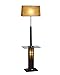 Nova Lighting 2473 Ventana Tray Floor Lamp, Dark Brown Wood, Brushed Nickel & Glass with Elephantine Parchment Shade