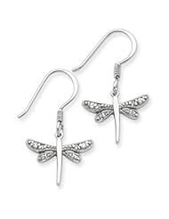 Sterling Silver CZ Dragonfly Earrings QE3271"