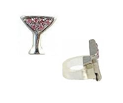 Cell Phone Charm - C27 - Antennae Jewelry - Crystal Martini Glass ~ Pink Cosmo