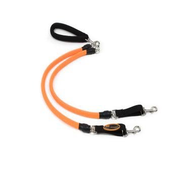 EZ Steps Low Impact Shock Absorbing Coupler Leash for Walking Two Dog up to 200 lbs. Combined Weight, Orange