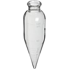 Kimble Kimax 45243-100 Glass 100mL Oil Short Cone Centrifuge Tube for Petroleum Field Testing, Calibrated 'To Contain', 6" Length, Clear, Pack of 6