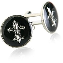 Schwarze Fleur De Lis Manschettenkn�pfe in Pr�sentationsbox