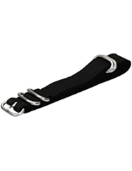 Premium 18mm 5-ring Thick Leather Matte Black Urban Military Nato Watch Strap - Fits All Watches!!!