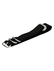 Premium 20mm 5-ring Thick Leather Matte Black Urban Military Nato Watch Strap - Fits All Watches!!!