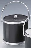 Review Kraftware  / Kraftware 68561 Sophisticates Black with Brushed Chrome 3 Quart Ice Bucket with Bale Handle, Bands and Vinyl Cover
