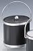 Kraftware 68561 Sophisticates Black with Brushed Chrome 3 Quart Ice Bucket with Bale Handle, Bands and Vinyl Cover