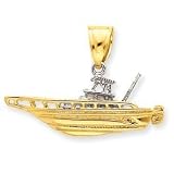 14k Two-tone Fishing Boat Pendant
