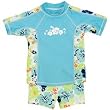 Girls Aqua Hawaiian Flower Two Piece Rashguard Swim Suit