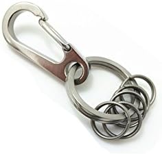 Lightweight Titanium TC4 Ti Carabiner Clip Quick Release Keychain Hook Quickdraw Split Ring Key chain Set (Small)