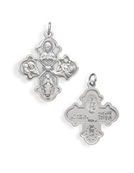 Miraculous Medal, St. Christopher, St. Joseph Sacred Heart Reversible Cross Pendant Sterling Silver