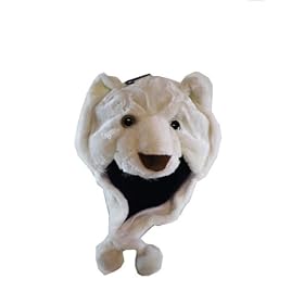 Chat Blanc en peluche Chapeau Animal - Chat Chapeau Blanc avec les Rabats d'Oreille et Poms