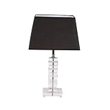 Yosemite Home Decor PTL5021 Portable Table Lamp with Black Fabric Shade and Clear Acrylic Base