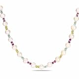 Sterling Silver Amethyst, Topaz, Peridot and Pearl Necklace