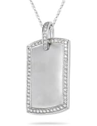 2.00 Cts Diamond Dog Tag Pendant in 14K White Gold