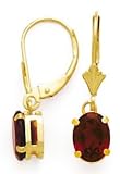 14k Gold & Garnet Oval Drop Earrings