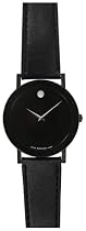 Movado Men's Sapphire Black PVD Leather Strap Watch #0605784