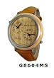 Tense Unisex Round Dual Time Dials Maple Wood w Leather Band Watch G8604MS