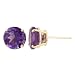 14k Yellow Gold 8mm Round Amethyst 4-Prong Stud Earrings