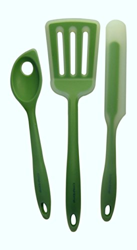 Silicone Kitchen Utensils: cmsHome Premium Food Grade Green Ice 3 Piece Set Silicone Kitchen Tools Non-stick Non-toxic Large Pancake Turner, Slotted Mixing Spoon, Knife