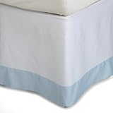 Pinzon Hotel Banded 100-Percent Egyptian Cotton Sateen King Bed Skirt, Silver Blue