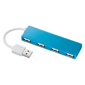 【クリックで詳細表示】SANWA SUPPLY 4ポートUSB2.0ハブ(ブルー) USB-HCH407BL