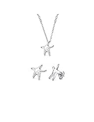 Bling Jewelry Sterling Silver Mini Starfish Pendant and Stud Earrings Set