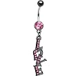 Midnight Love Dangle Rose Gem Belly Ring