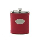 Red Leather Stainless Steel Flask with Free Engraving & Shipping