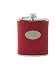 Red Leather Personalized Stainless Steel Flask with Free Engraving & Shipping