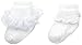 Jefferies Socks Baby-Girls Ruffle and Ripple Edge Turn Cuff 2 Pair Pack, White/White, Infant