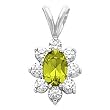 14K White Gold Peridot and Diamond Pendant