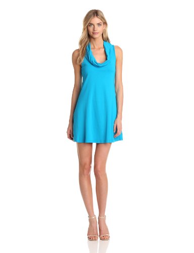 Three Dots Women's Cowl Neck Tank Dress, Bright Teal, X-Small